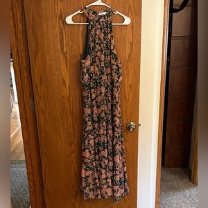 Lush Green and Tan Floral Dress